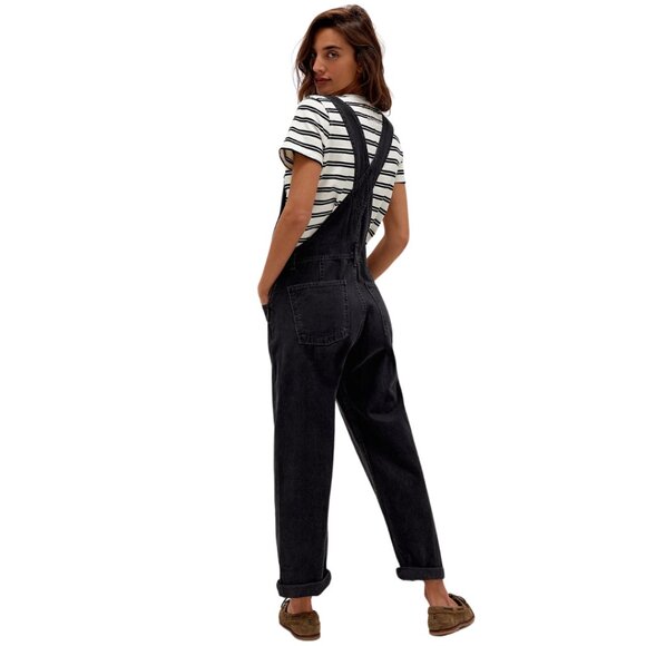 FREE PEOPLE X WE THE FREE Ziggy Straight Leg Overall in Mineral Black | Size L - Picture 2 of 15